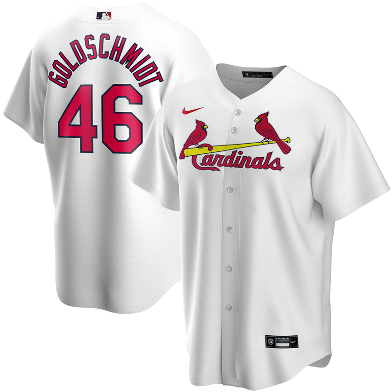 2020 MLB Men St. Louis Cardinals 46 Paul Goldschmidt Nike White Home 2020 Replica Player Jersey 1